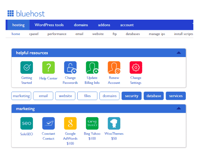 bluehost cpanel