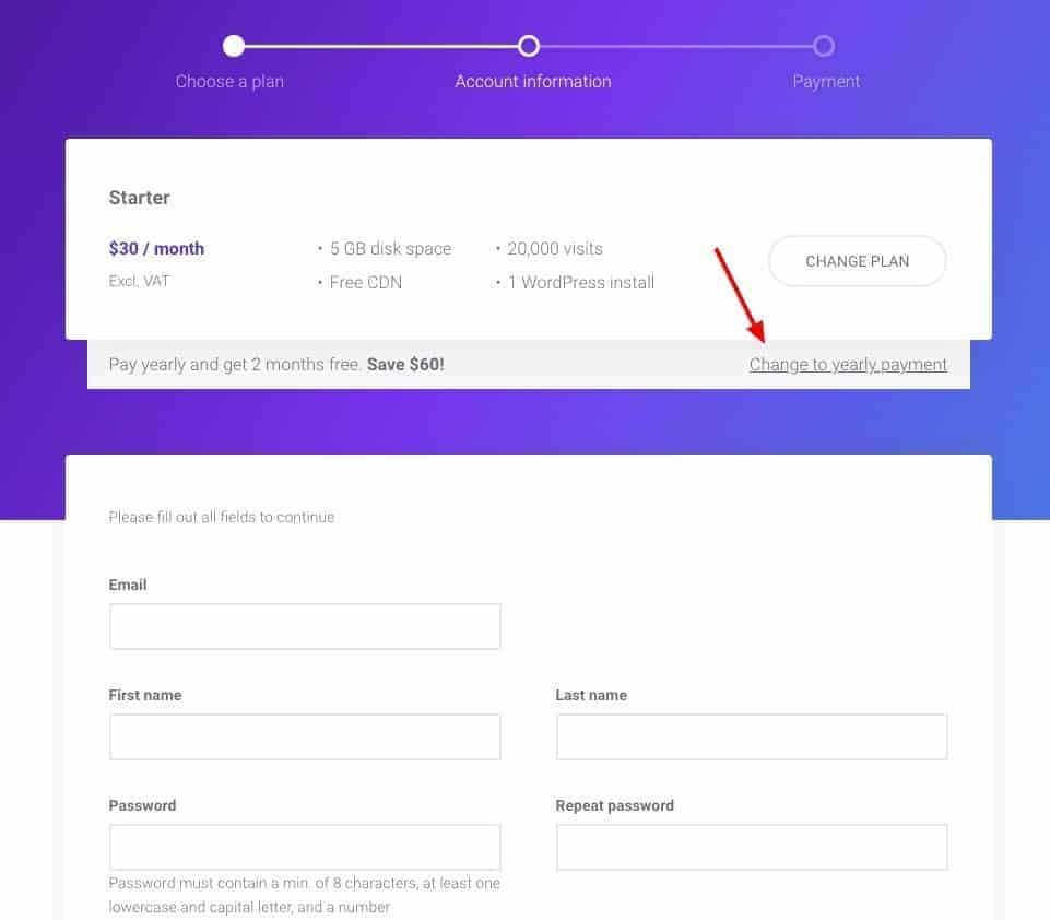 kinsta yearly plan