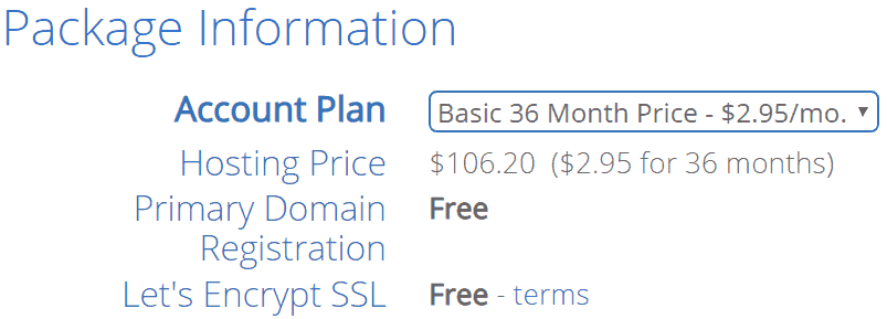 bluehost package details