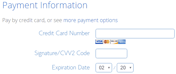 bluehost payment details