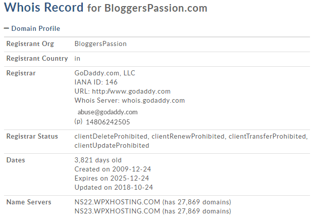 domaintools whois lookup results