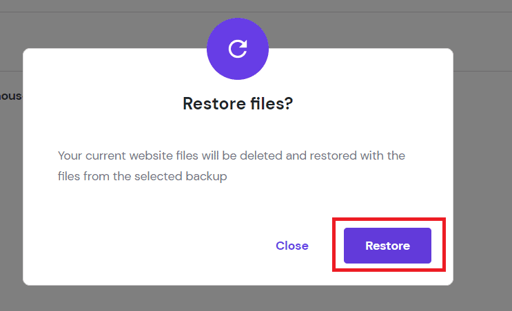 hostinger one click backup restore