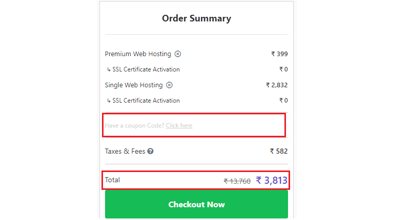 hostinger order summary