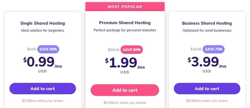 hostinger shared hosting plans