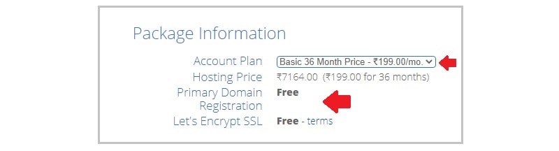 bluehost hosting package information