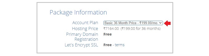 bluehost india package information