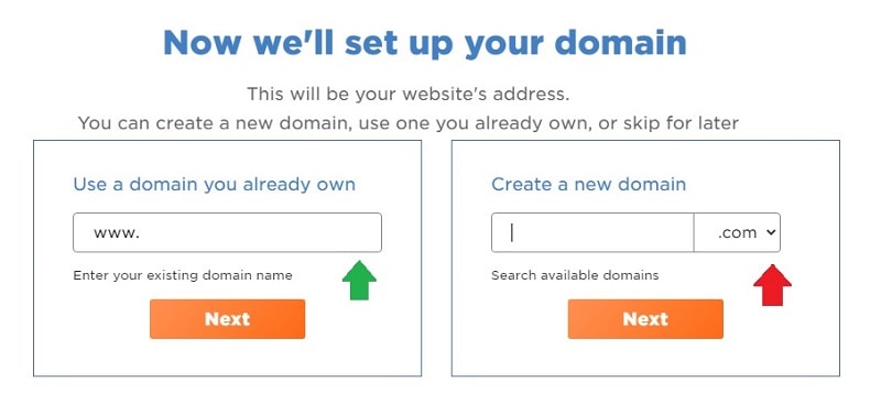 select domain on hostgator