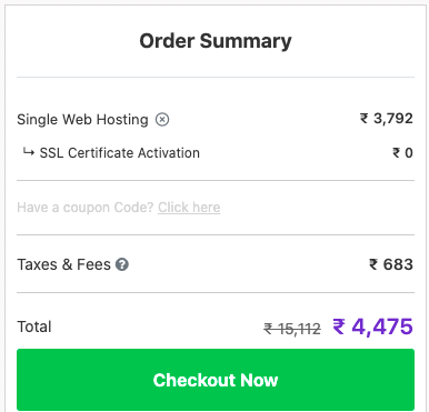 hostinger order summary