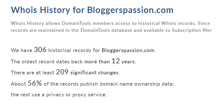 domainstool whois history report