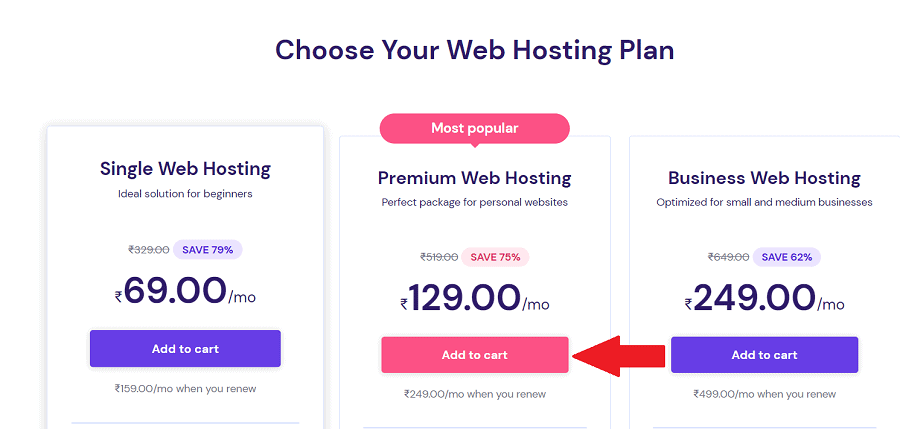 hostinger pricing and plans (india)