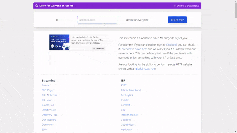 down for everyone or just me website down checker