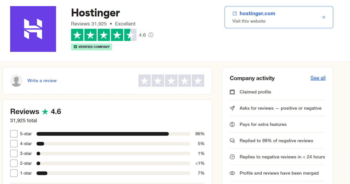 hostinger india trustpilot