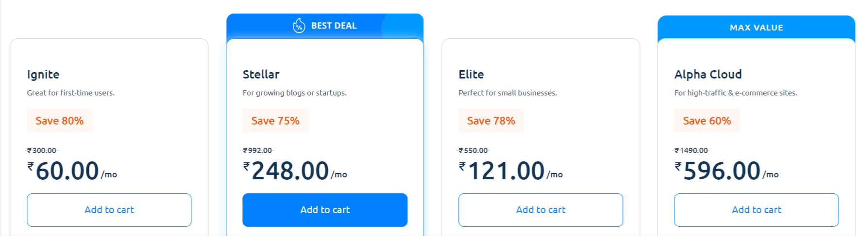 milesweb shared web hosting plans and pricing