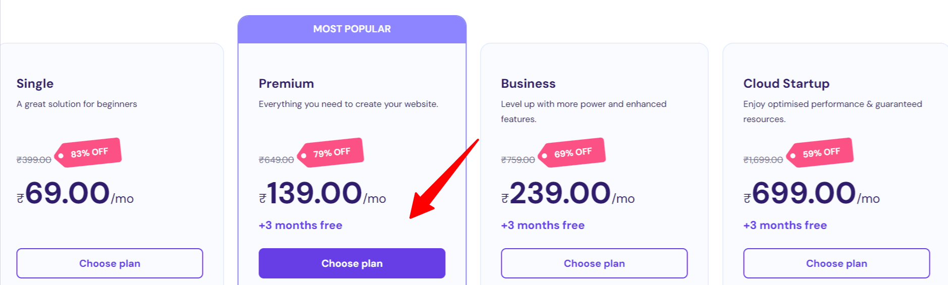 hostinger pricing before applying the hostinger coupon code