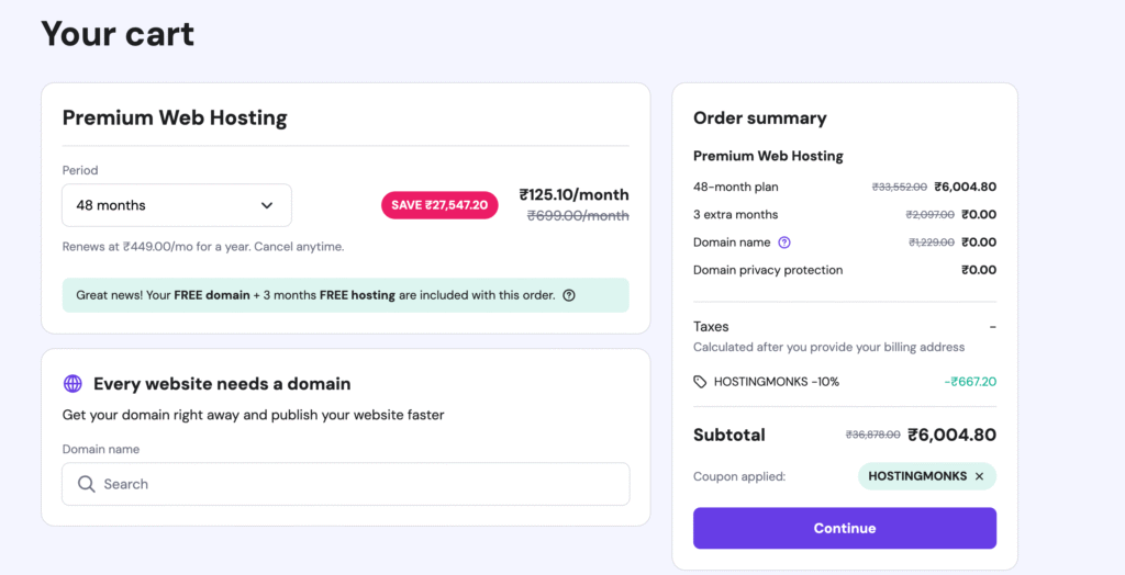 Step 3 Claim Hostinger Free Domain Offer
