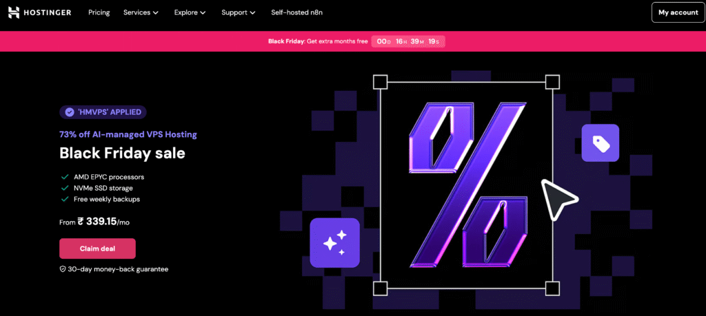 Step 1 visit hostinger VPS hosting plans official page
