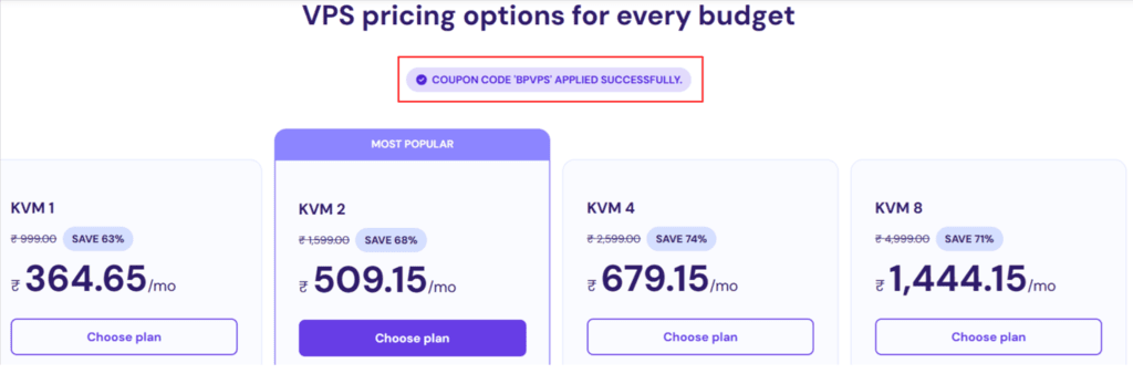 Step 2 redeem a hostinger vps discount code