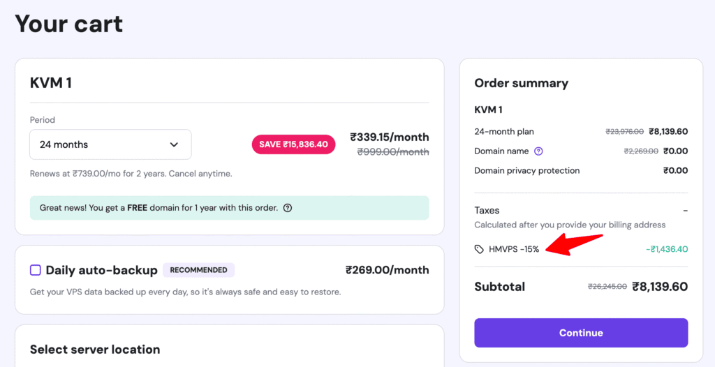 hostinger vps coupon has been applied successfully